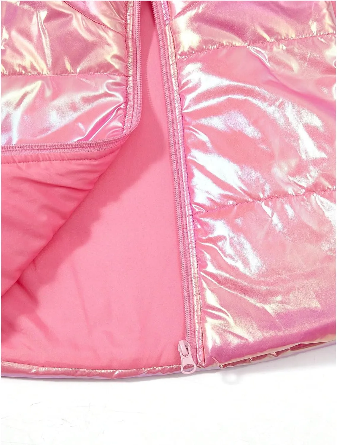 Girl's Metallic Zip Up Puffer Vest Coat Sleeveless Jacket Coat Outwear