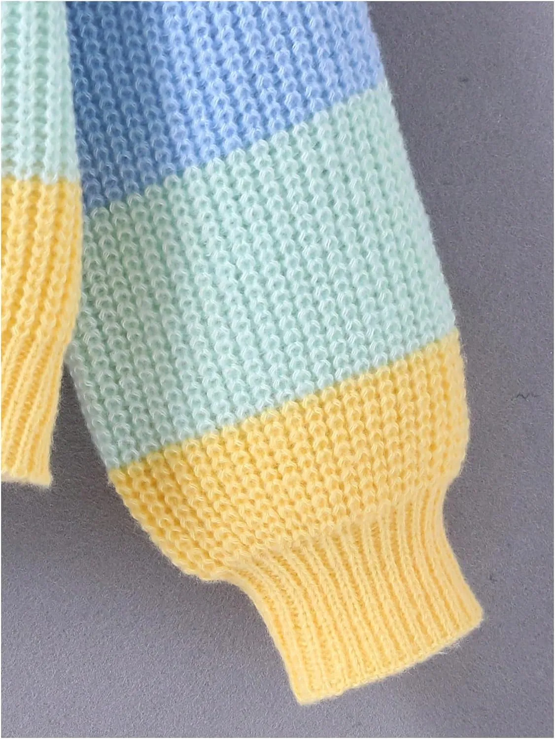 Girl's Rainbow Colorblock Button Down Sweater Drop Shoulder Long Sleeve Fall Knitted Cute Cardigan