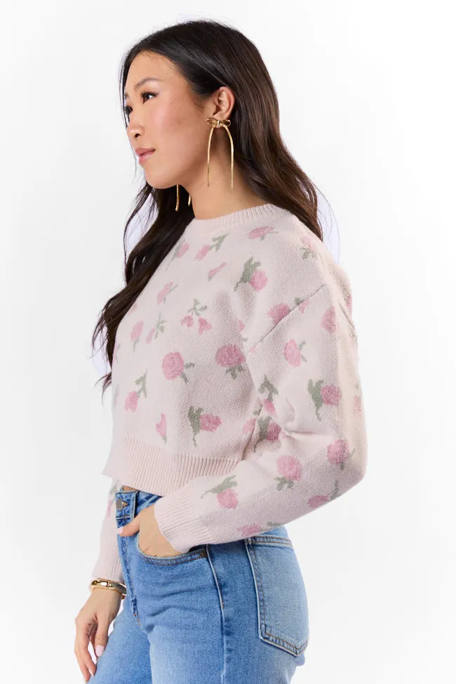 Grand Measures Light Pink Floral Sweater SALE