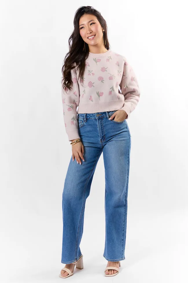 Grand Measures Light Pink Floral Sweater SALE