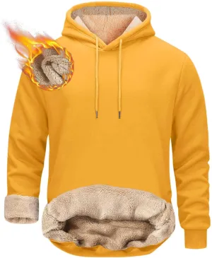 Hoodies for Men, Heavyweight Fleece Lined Sweatshirts, Mens Thermal Hooded Sweatshirt, Warm Winter Fashion Pullover