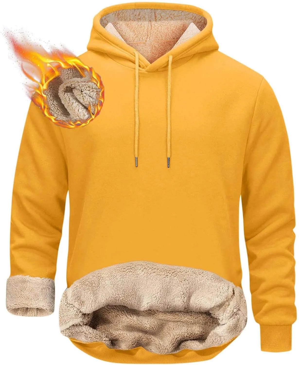 Hoodies for Men, Heavyweight Fleece Lined Sweatshirts, Mens Thermal Hooded Sweatshirt, Warm Winter Fashion Pullover
