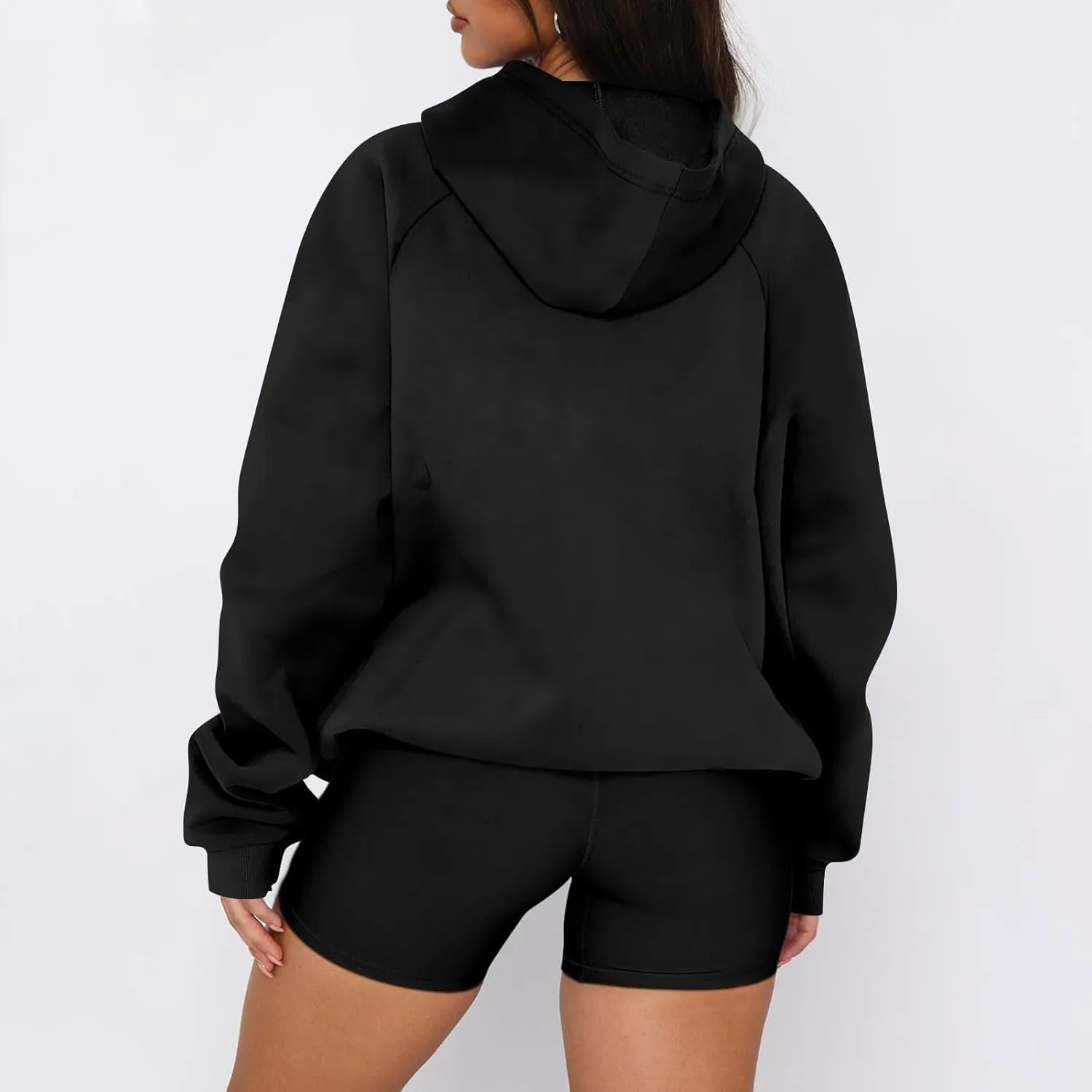Hoodies for Women Long Sleeve Fleece Hooded Sweatshirt Half Zip Loose Fit Pullover with Pockets Oversized Hoodies