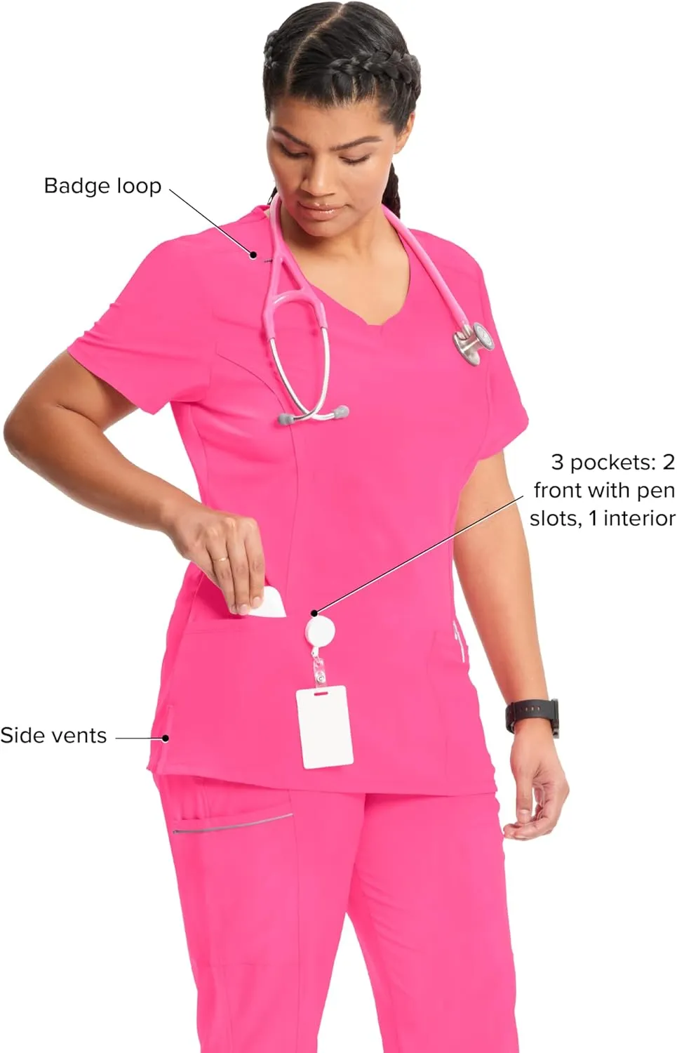 Infinity by Cherokee Round Neck scrub tops women with 3 Pockets & 360 Stretch - 2624A