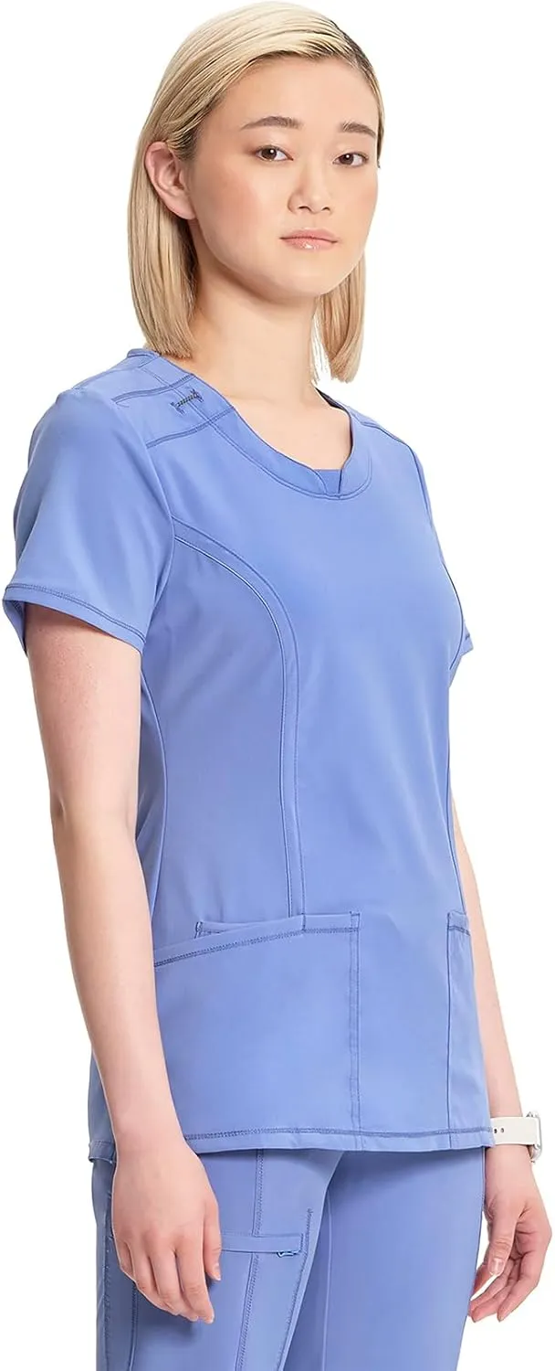 Infinity by Cherokee Round Neck scrub tops women with 3 Pockets & 360 Stretch - 2624A