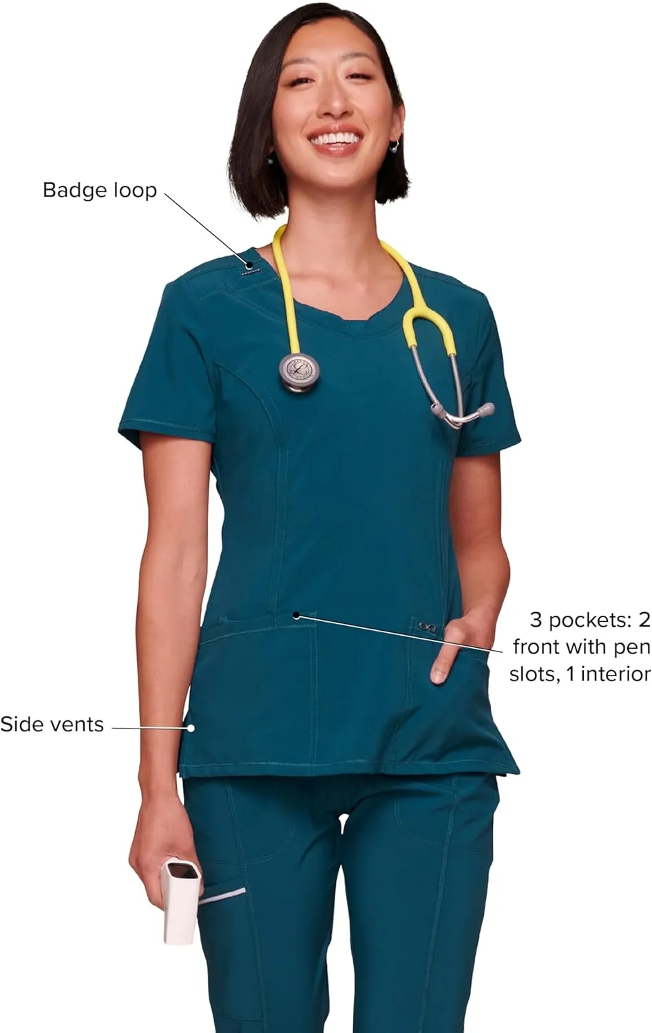 Infinity by Cherokee Round Neck scrub tops women with 3 Pockets & 360 Stretch - 2624A