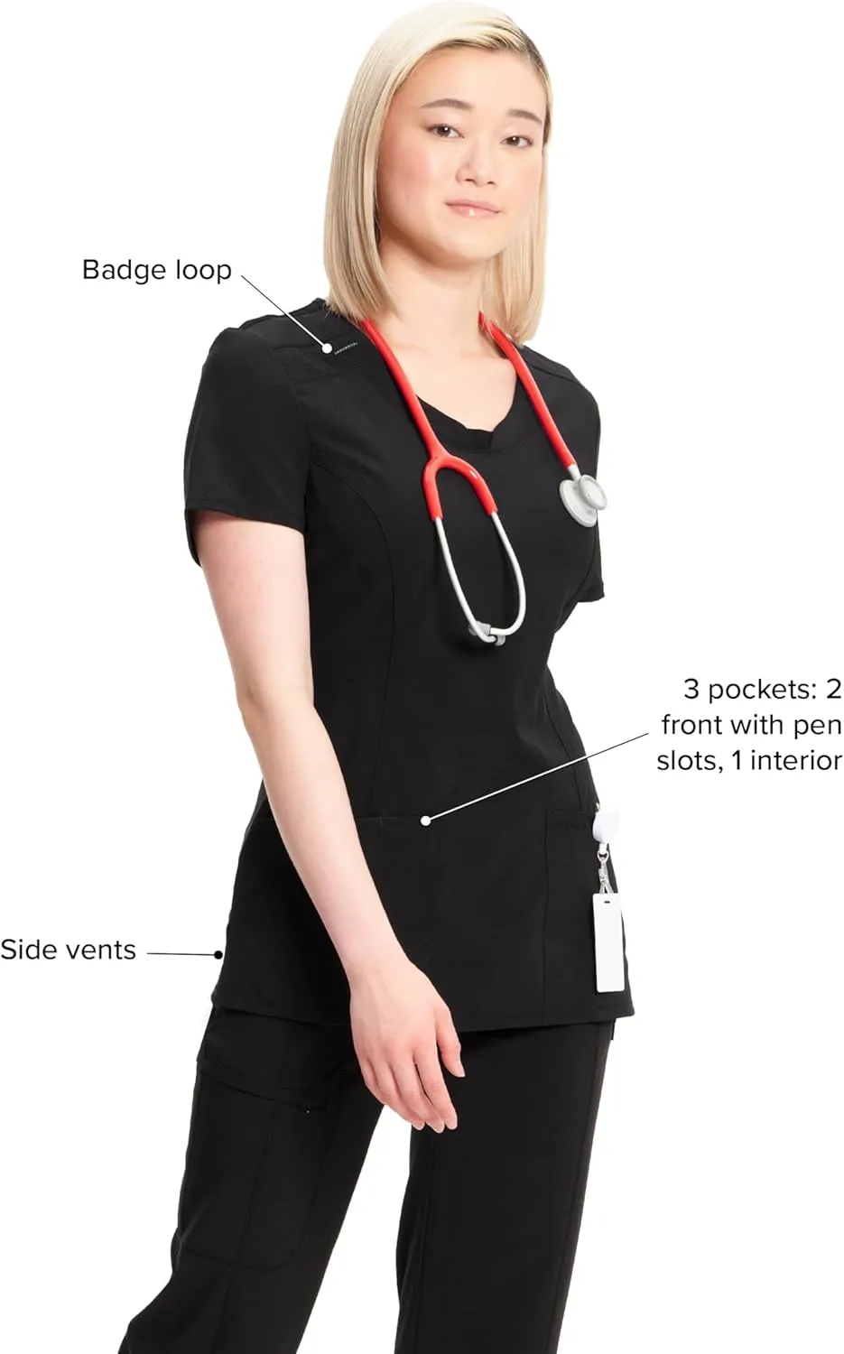 Infinity by Cherokee Round Neck scrub tops women with 3 Pockets & 360 Stretch - 2624A