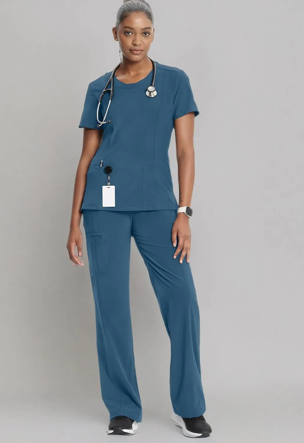 Infinity by Cherokee Round Neck scrub tops women with 3 Pockets & 360 Stretch - 2624A