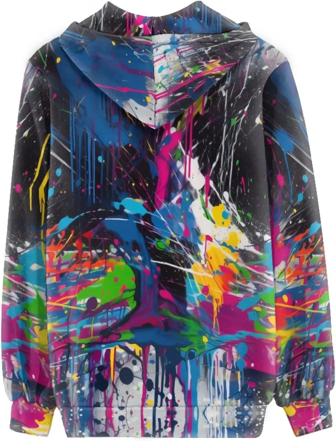 Irisjudy Island Tribal Zipper Women Hoodies with Pocket, Leopard Print,Music Notes Plus Size Hooded Sweatshirt Sport Coat