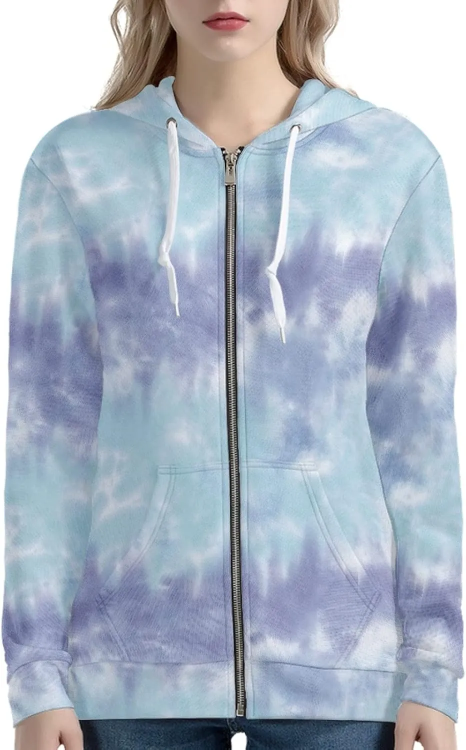 Irisjudy Women Oversized Hoodie with Pocket Plus Size, Cats, Galaxy,Ethnic Zip-up Hooded Sweatshirt Long-Sleeve Fall Outwear