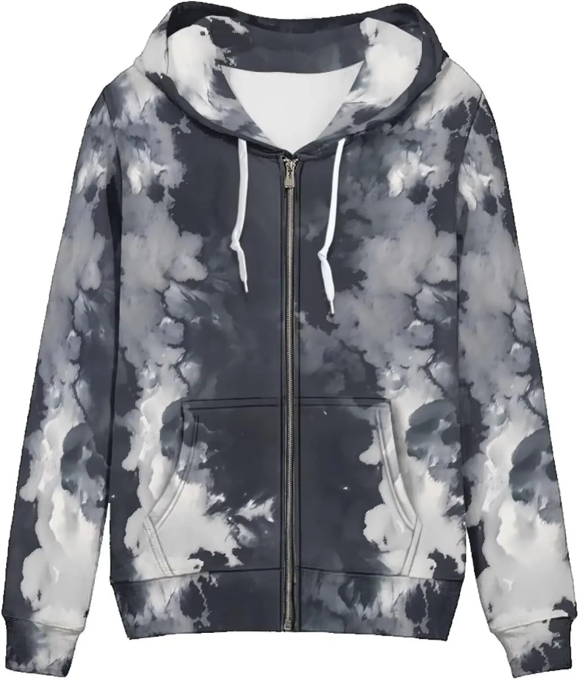 Irisjudy Women Oversized Hoodie with Pocket Plus Size, Cats, Galaxy,Ethnic Zip-up Hooded Sweatshirt Long-Sleeve Fall Outwear