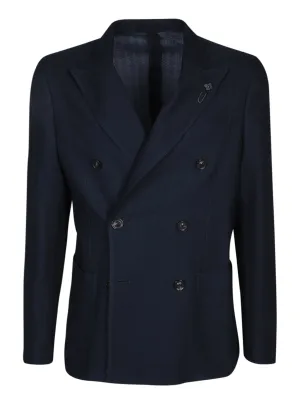 Jersey double-breasted blue jacket