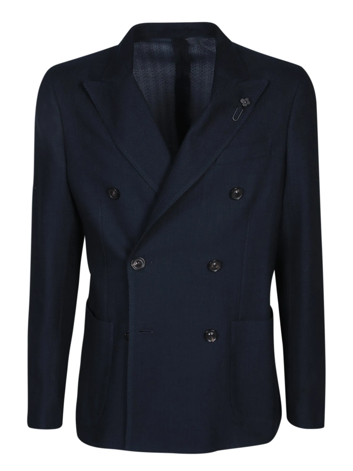 Jersey double-breasted blue jacket