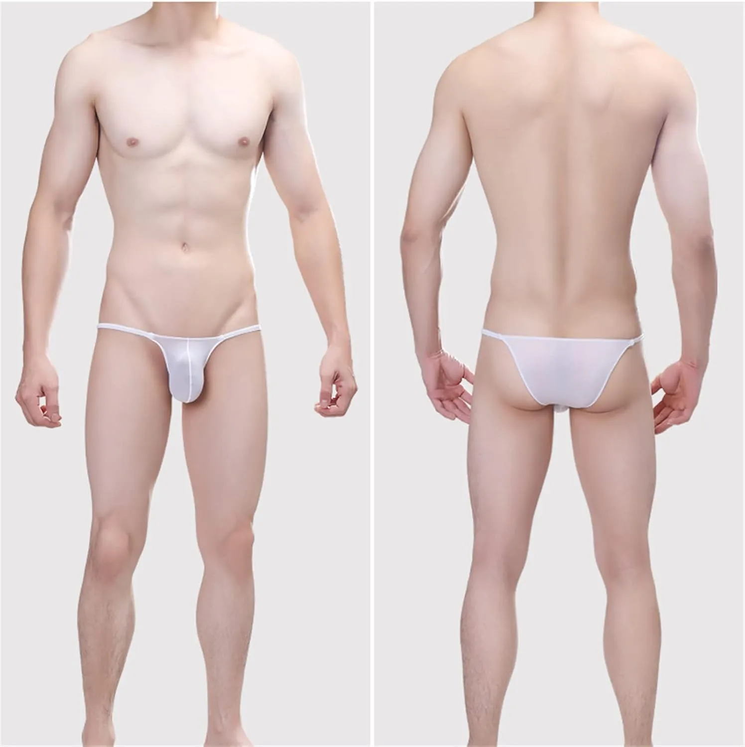 JEsilunmaMY Men's Ice Silk Thongs Low Waist Bulge Pouch G-Strings Briefs High Stretch Sexy Thin High Fork Underwear Lingerie