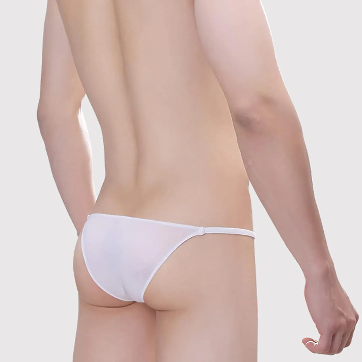 JEsilunmaMY Men's Ice Silk Thongs Low Waist Bulge Pouch G-Strings Briefs High Stretch Sexy Thin High Fork Underwear Lingerie