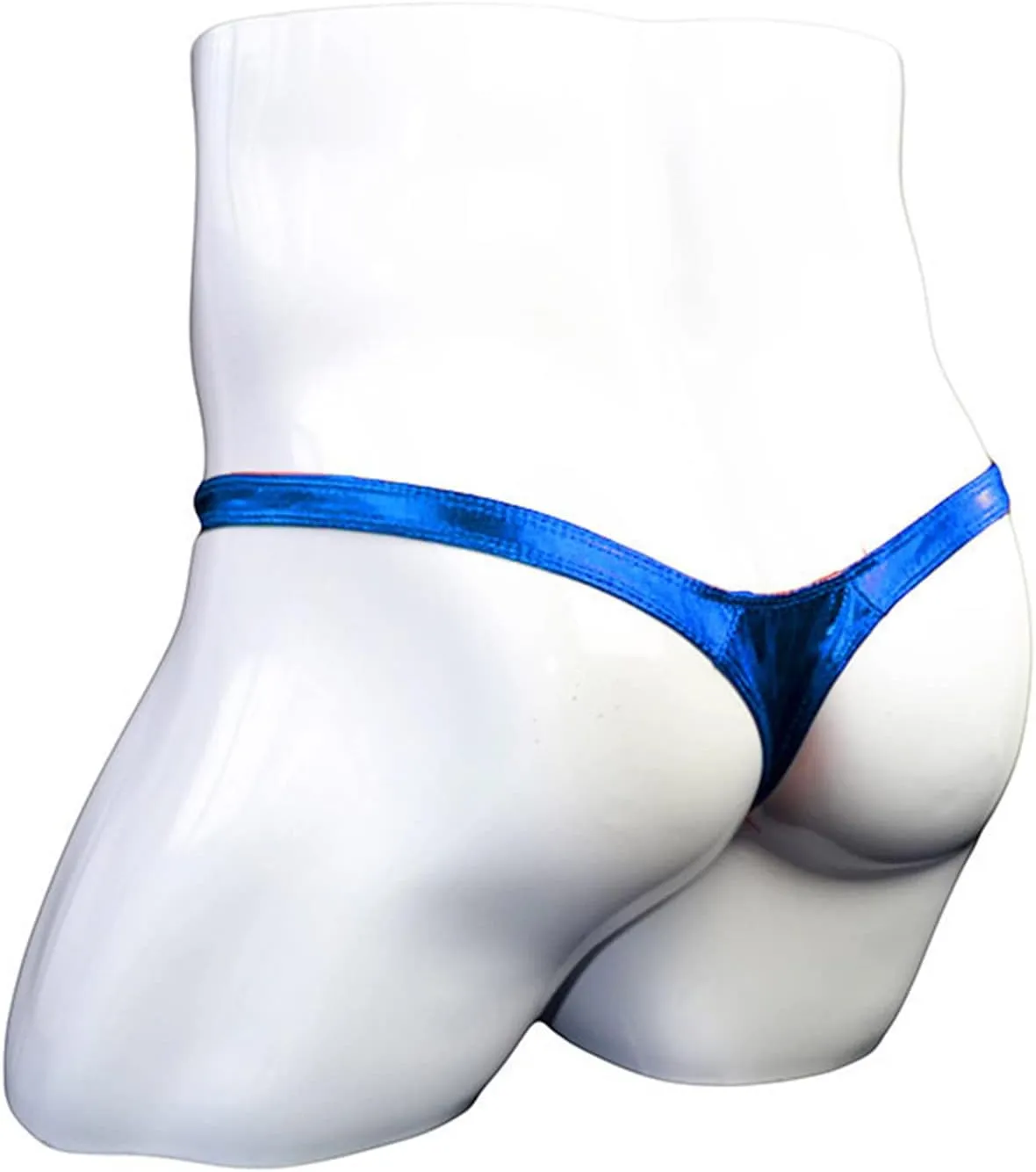 JEsilunmaMY T-Back Thong for Men Low Rise Bulge Pouch Leather G-String Panties Solid Color Bikini Briefs Temptation Underwear