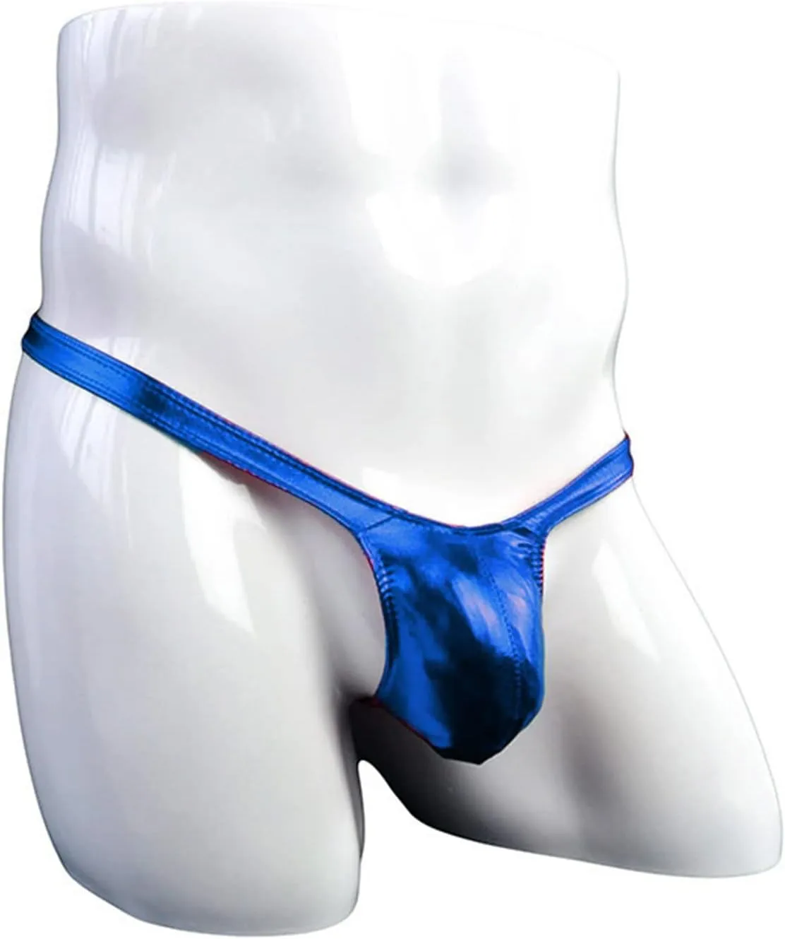 JEsilunmaMY T-Back Thong for Men Low Rise Bulge Pouch Leather G-String Panties Solid Color Bikini Briefs Temptation Underwear