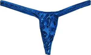 JEsilunmaMY T-Back Thong for Men Low Rise Bulge Pouch Leather G-String Panties Solid Color Bikini Briefs Temptation Underwear