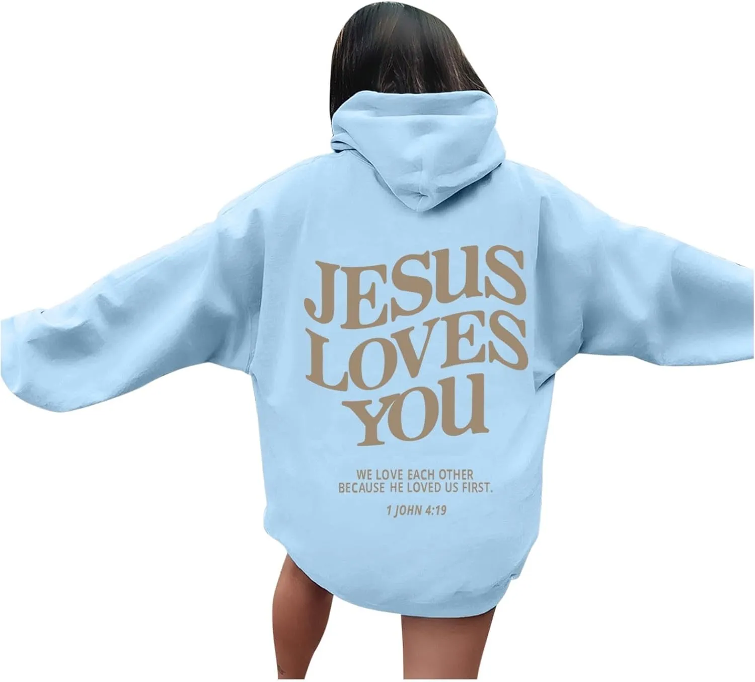 Jesus Loves You Hoodie Womens Christian Sweatshirt Christian Hoodies Oversized Jesus Sweatshirt Long Sleeve Pullover