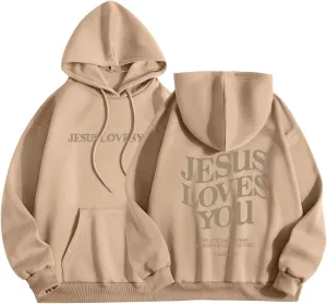 Jesus Loves You Hoodie Womens Christian Sweatshirt Christian Hoodies Oversized Jesus Sweatshirt Long Sleeve Pullover