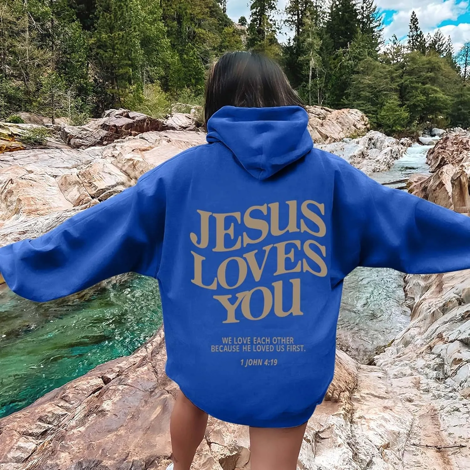 Jesus Loves You Hoodie Womens Christian Sweatshirt Christian Hoodies Oversized Jesus Sweatshirt Long Sleeve Pullover