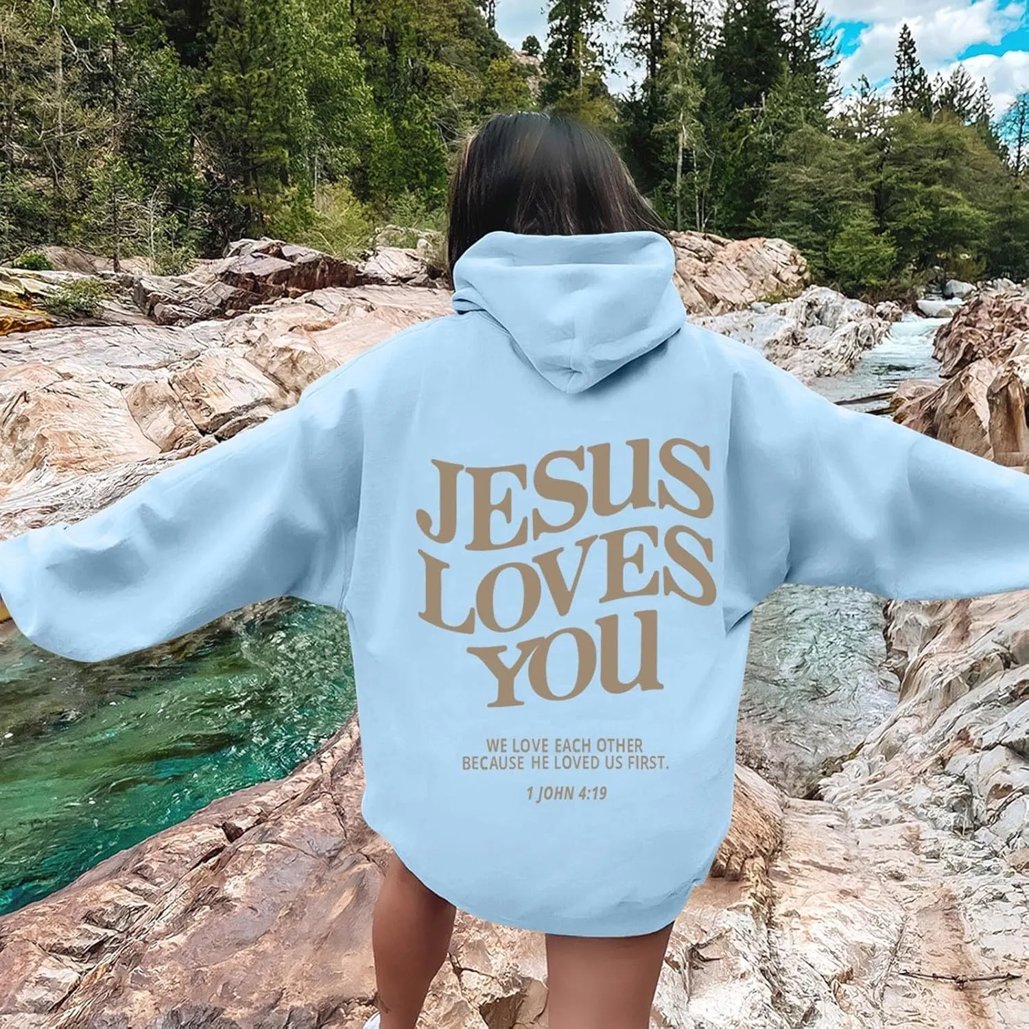 Jesus Loves You Hoodie Womens Christian Sweatshirt Christian Hoodies Oversized Jesus Sweatshirt Long Sleeve Pullover