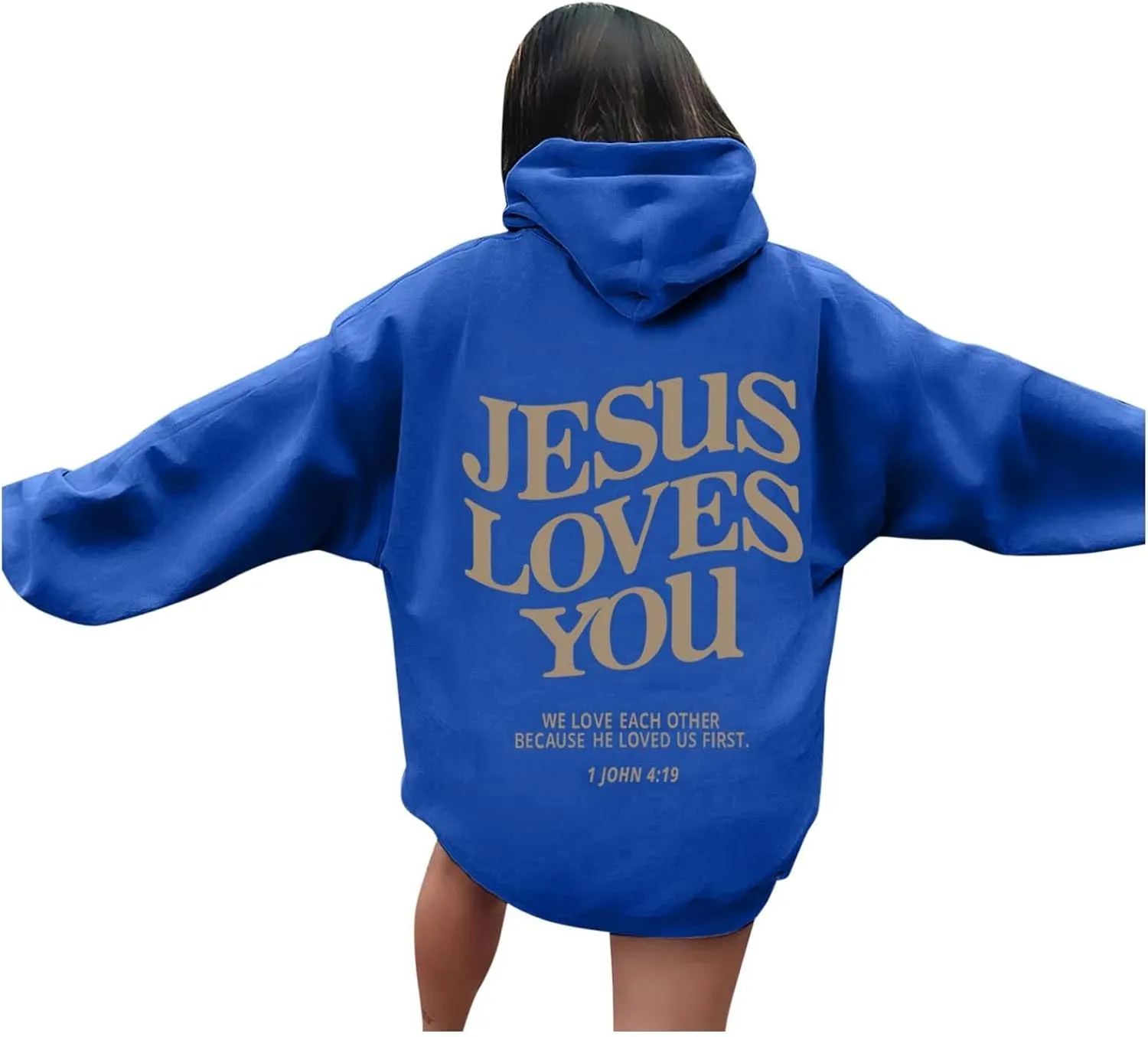 Jesus Loves You Hoodie Womens Christian Sweatshirt Christian Hoodies Oversized Jesus Sweatshirt Long Sleeve Pullover