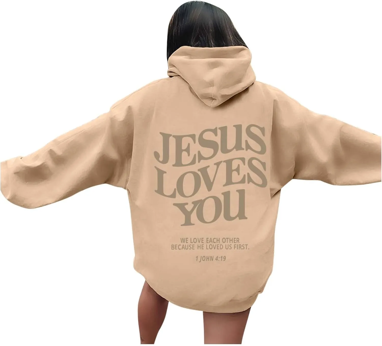 Jesus Loves You Hoodie Womens Christian Sweatshirt Christian Hoodies Oversized Jesus Sweatshirt Long Sleeve Pullover