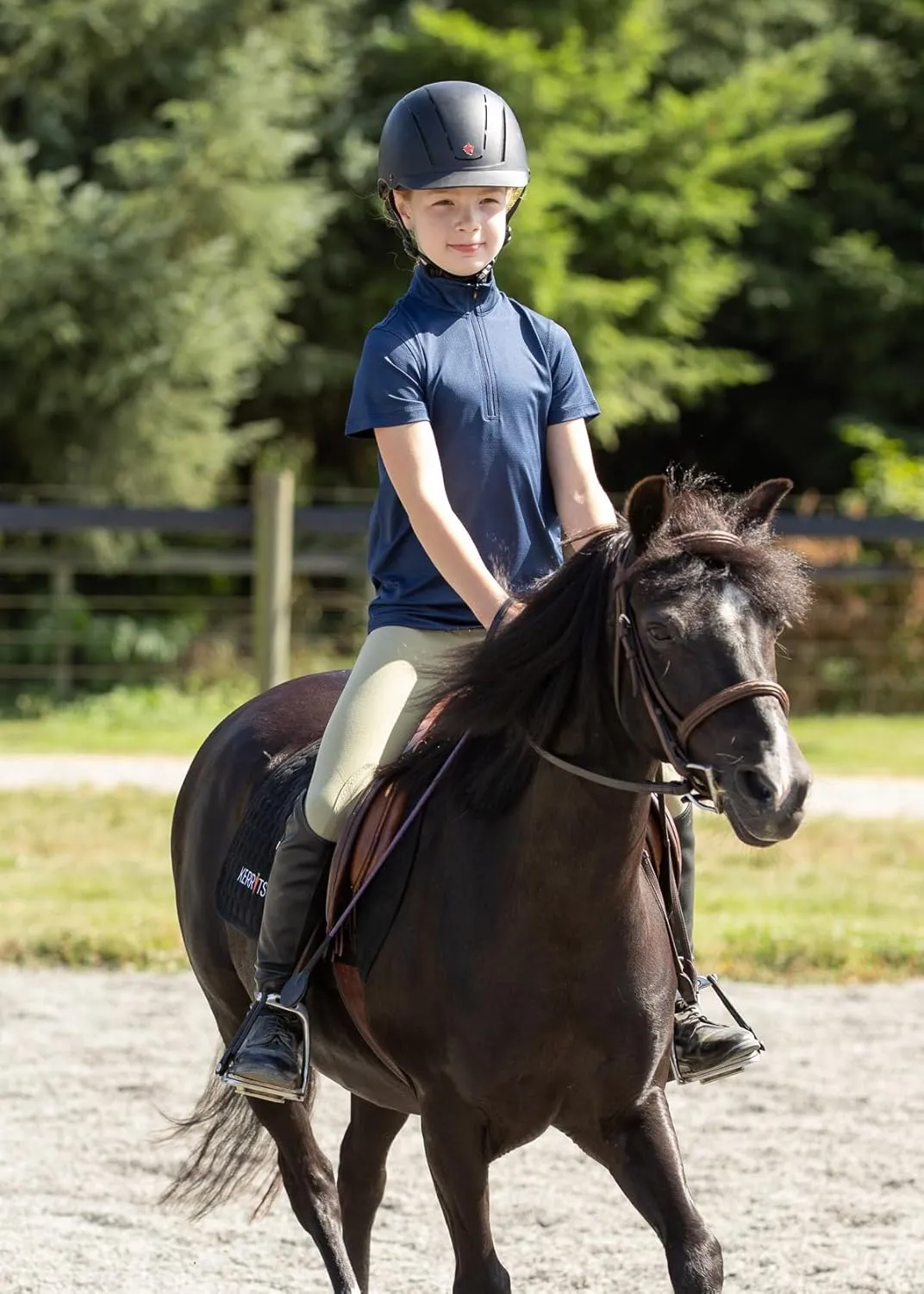 Kerrits Kids Ice Fil Lite Equestrian Short Sleeve Shirt  Cooling Sun Protection Shirt for Horse Riding and Outdoor Sports