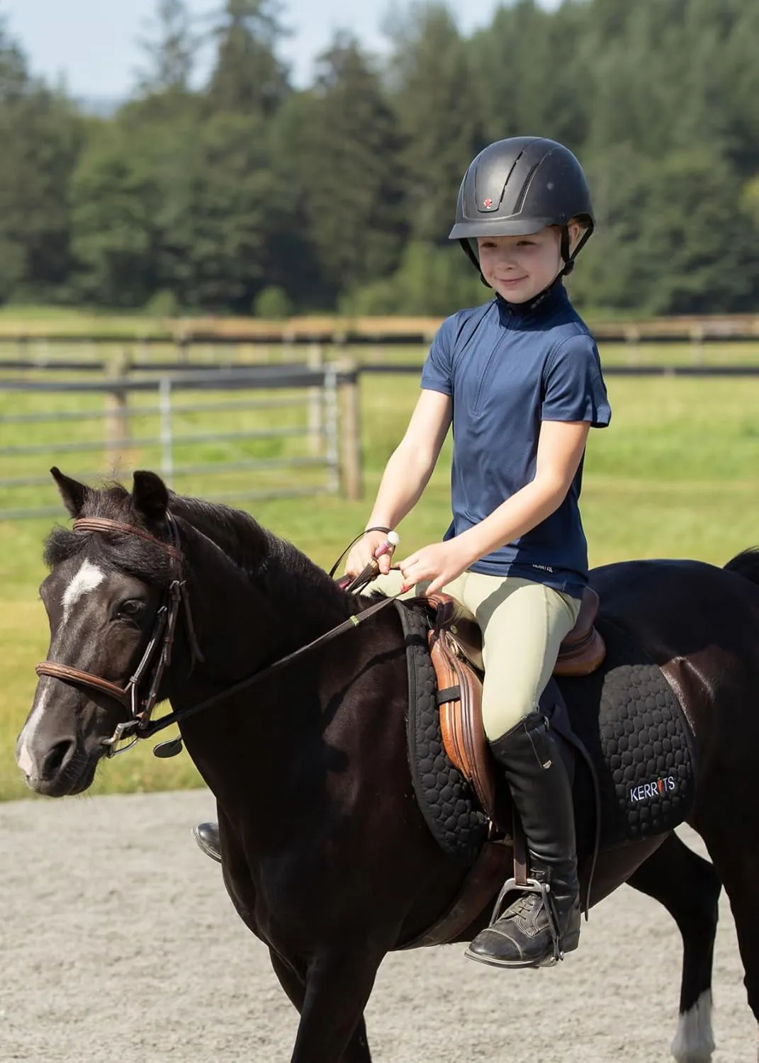 Kerrits Kids Ice Fil Lite Equestrian Short Sleeve Shirt  Cooling Sun Protection Shirt for Horse Riding and Outdoor Sports