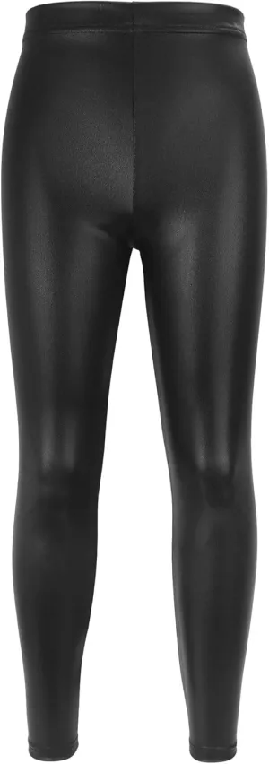 Kids Girls Dance Pants Gymnastic Shiny Metallic Dance Leggings Skinny for Performances Costume