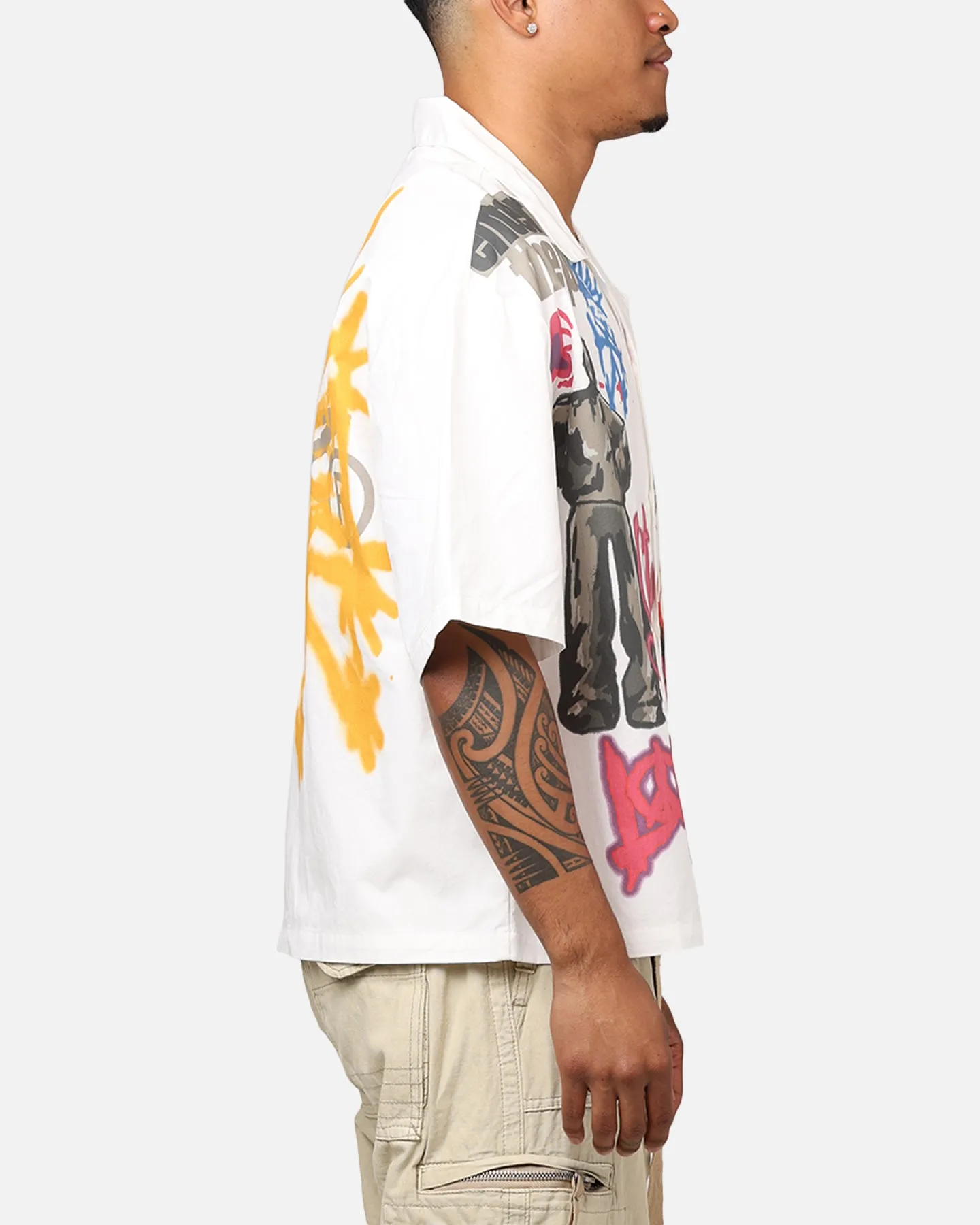 Loiter Scrap Book Button Up Shirt Off White