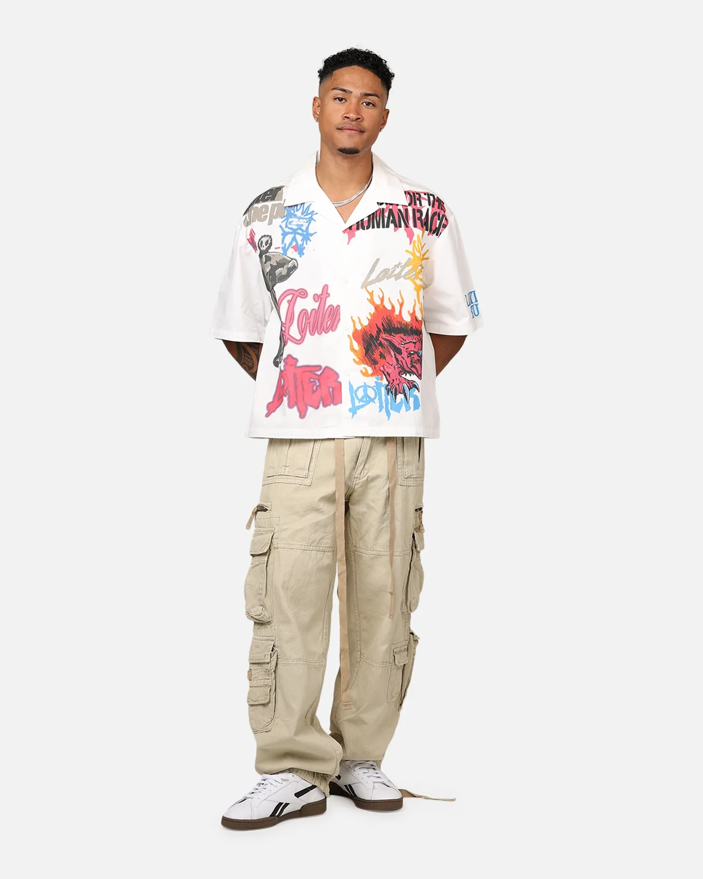 Loiter Scrap Book Button Up Shirt Off White