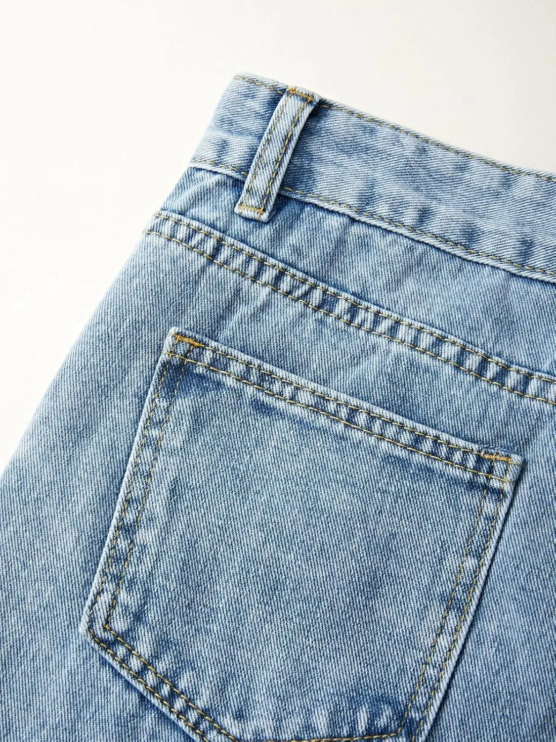 LQI Women's High Waist Baggy Boyfriend Jeans Distressed Wide Leg Denim Pants