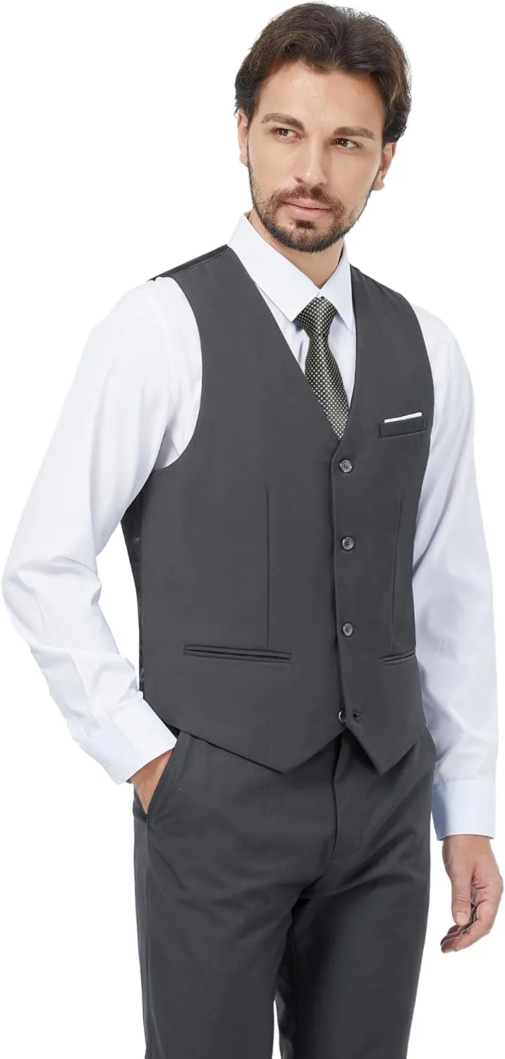 MAGE MALE Mens 3 Piece Slim Fit Suits Tuxedo Suit Set Prom Wedding Suits Two Button Blazer Jacket Vest Pants with Tie