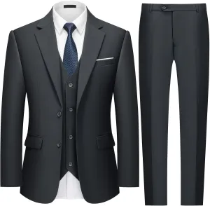 MAGE MALE Mens 3 Piece Slim Fit Suits Tuxedo Suit Set Prom Wedding Suits Two Button Blazer Jacket Vest Pants with Tie
