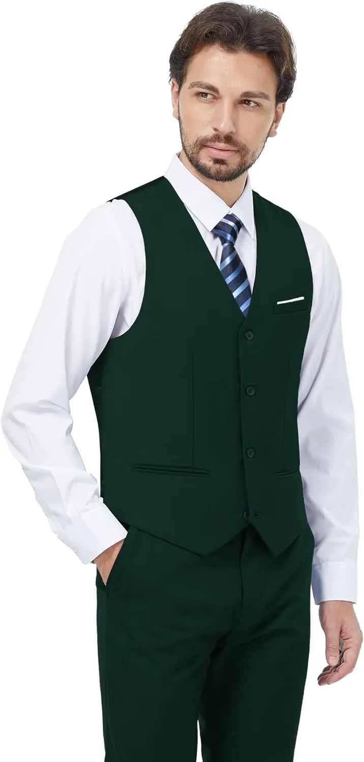 MAGE MALE Mens 3 Piece Slim Fit Suits Tuxedo Suit Set Prom Wedding Suits Two Button Blazer Jacket Vest Pants with Tie