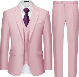 MAGE MALE Mens 3 Piece Slim Fit Suits Tuxedo Suit Set Prom Wedding Suits Two Button Blazer Jacket Vest Pants with Tie