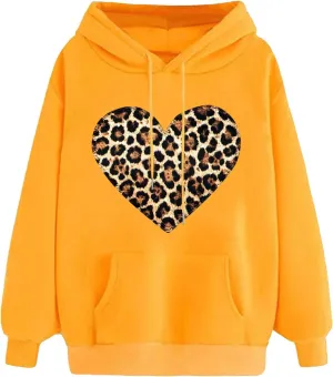 maisdgop Oversized Hoodies for Women Long Sleeve Heart Print Drawstring Hooded Sweatshirts Causal 2025 Valentines Pullover