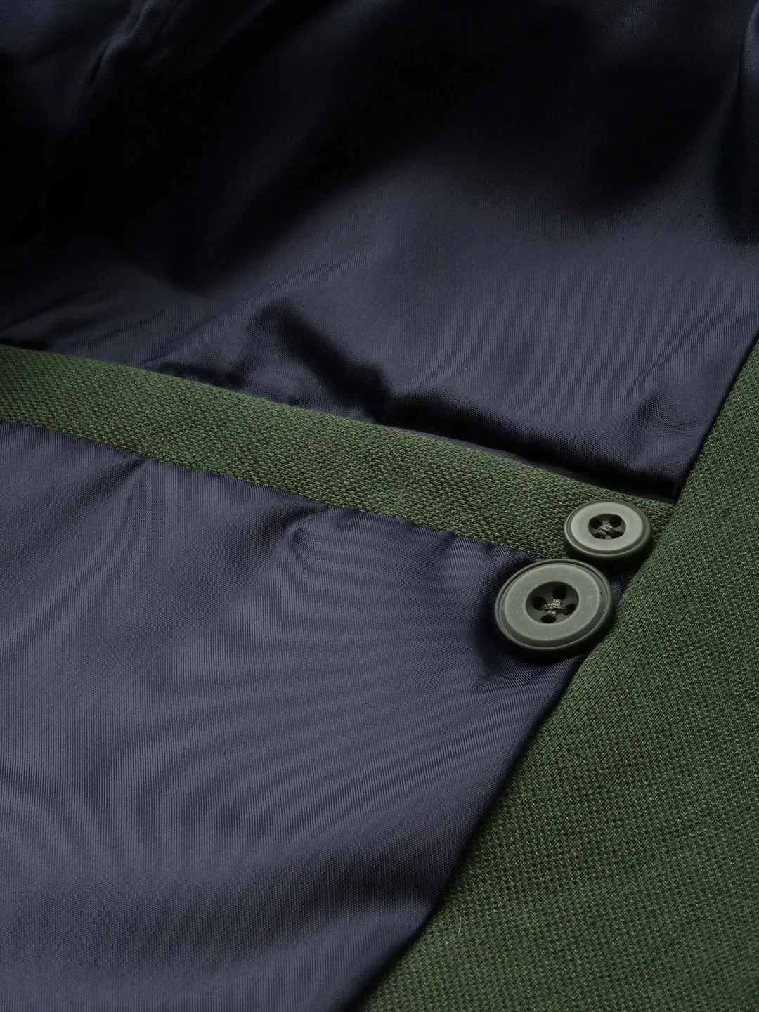Men Green Slim-Fit Single Breasted Blazer