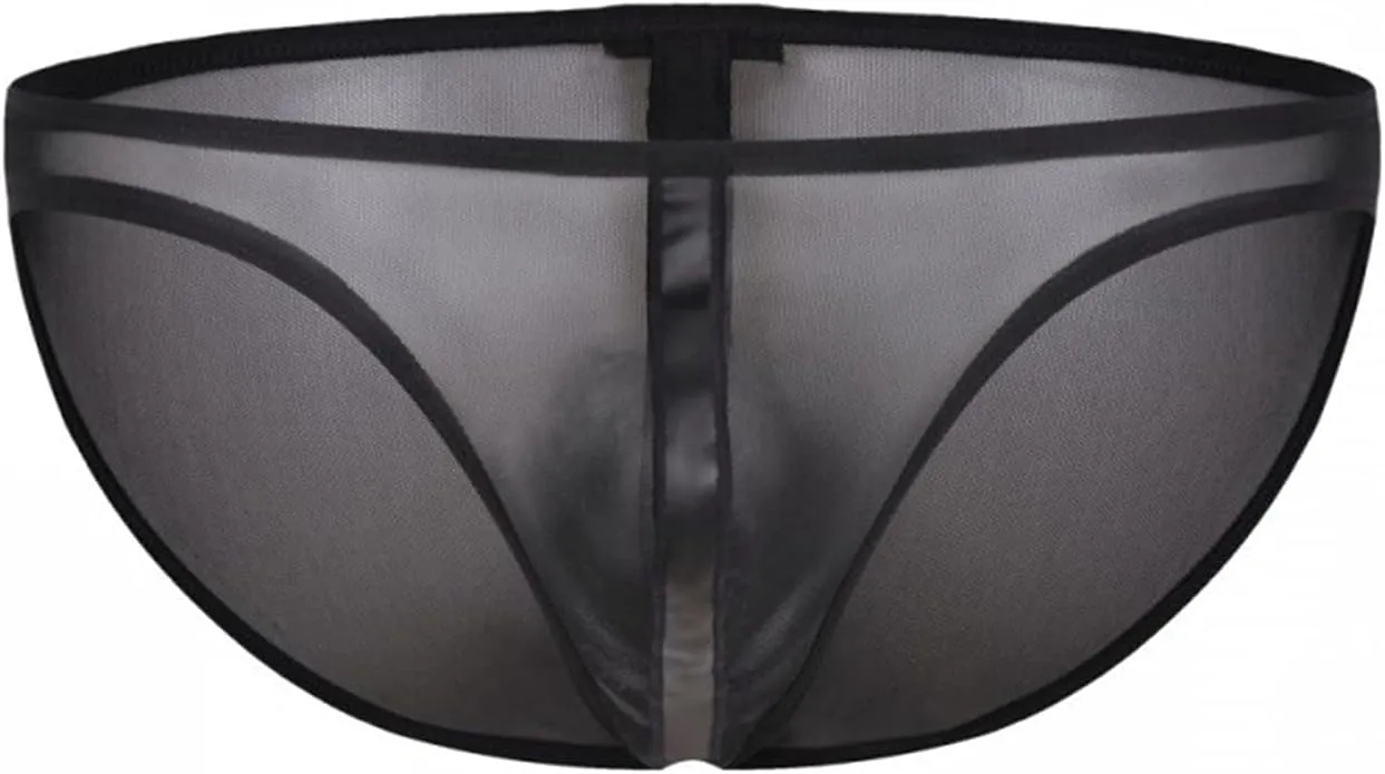 Men Low Rise Patent Leather Brief Thongs Sexy G String T Back Underwear Swimwear Sport Supporter Stretch Bikini