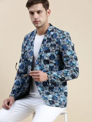 Men Multi Printed Cotton Single-Breasted Blazer