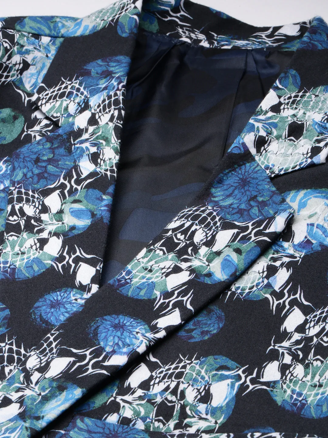 Men Multi Printed Cotton Single-Breasted Blazer