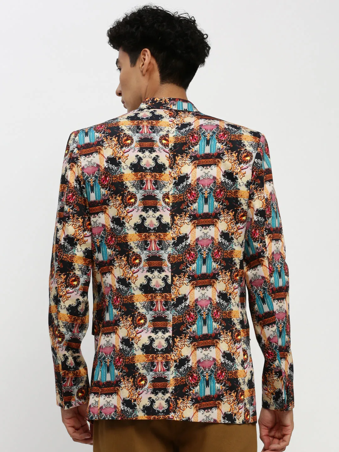 Men Multi Printed Single Breasted Slim Fit Blazer