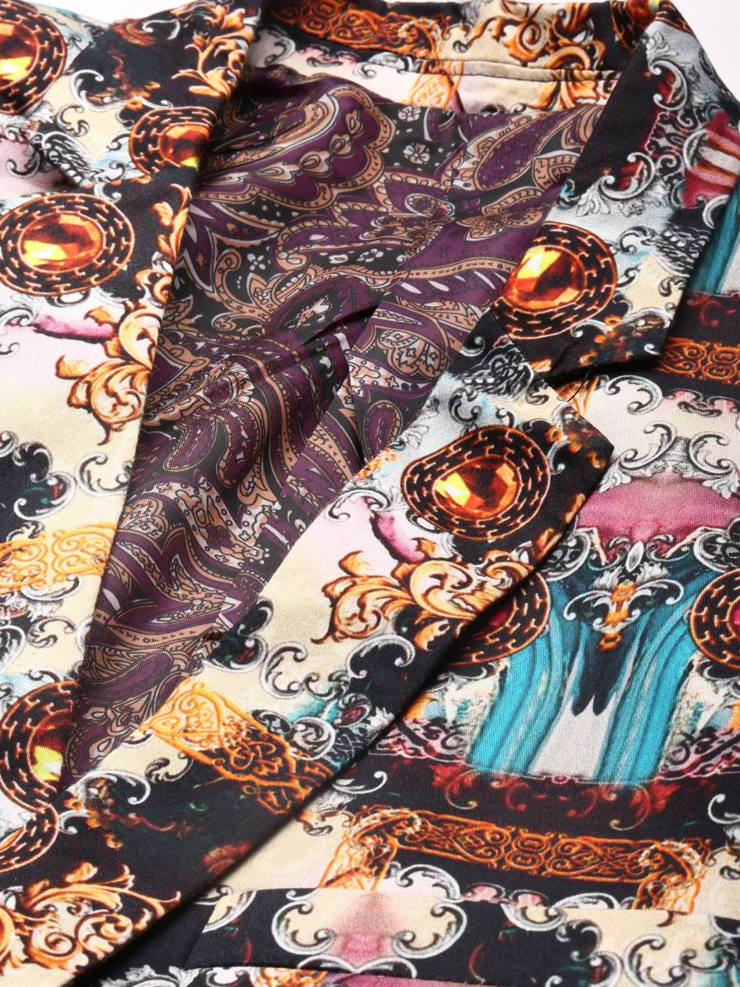 Men Multi Printed Single Breasted Slim Fit Blazer