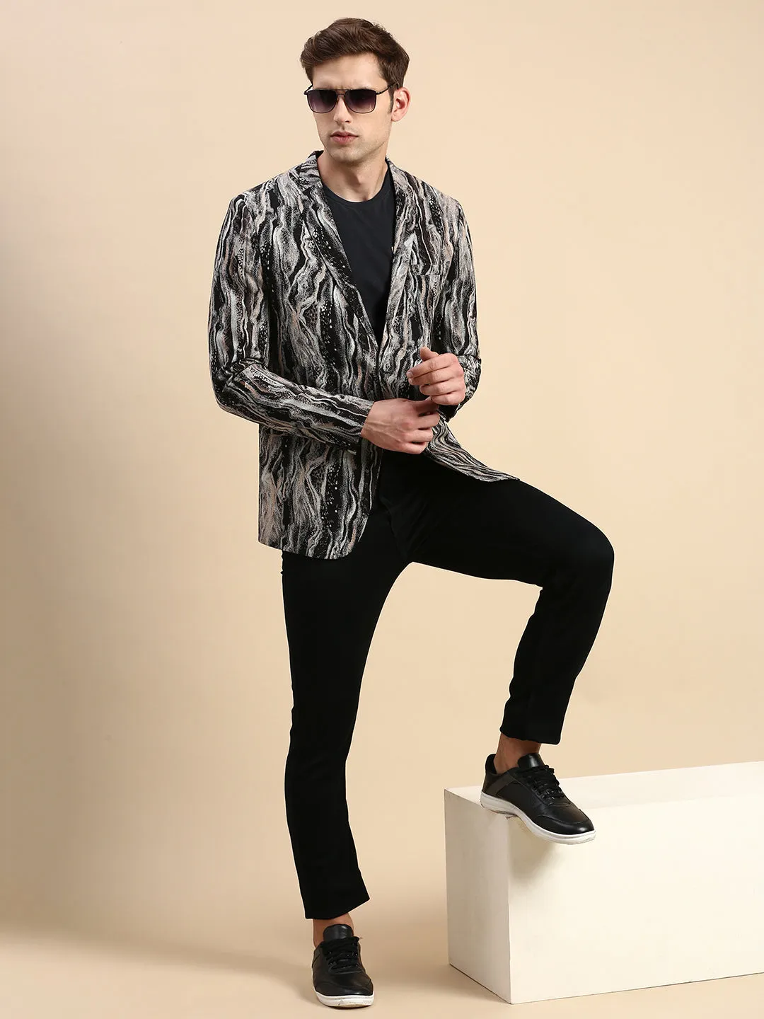 Men Multi Printed Slim-Fit Single Breasted Blazer