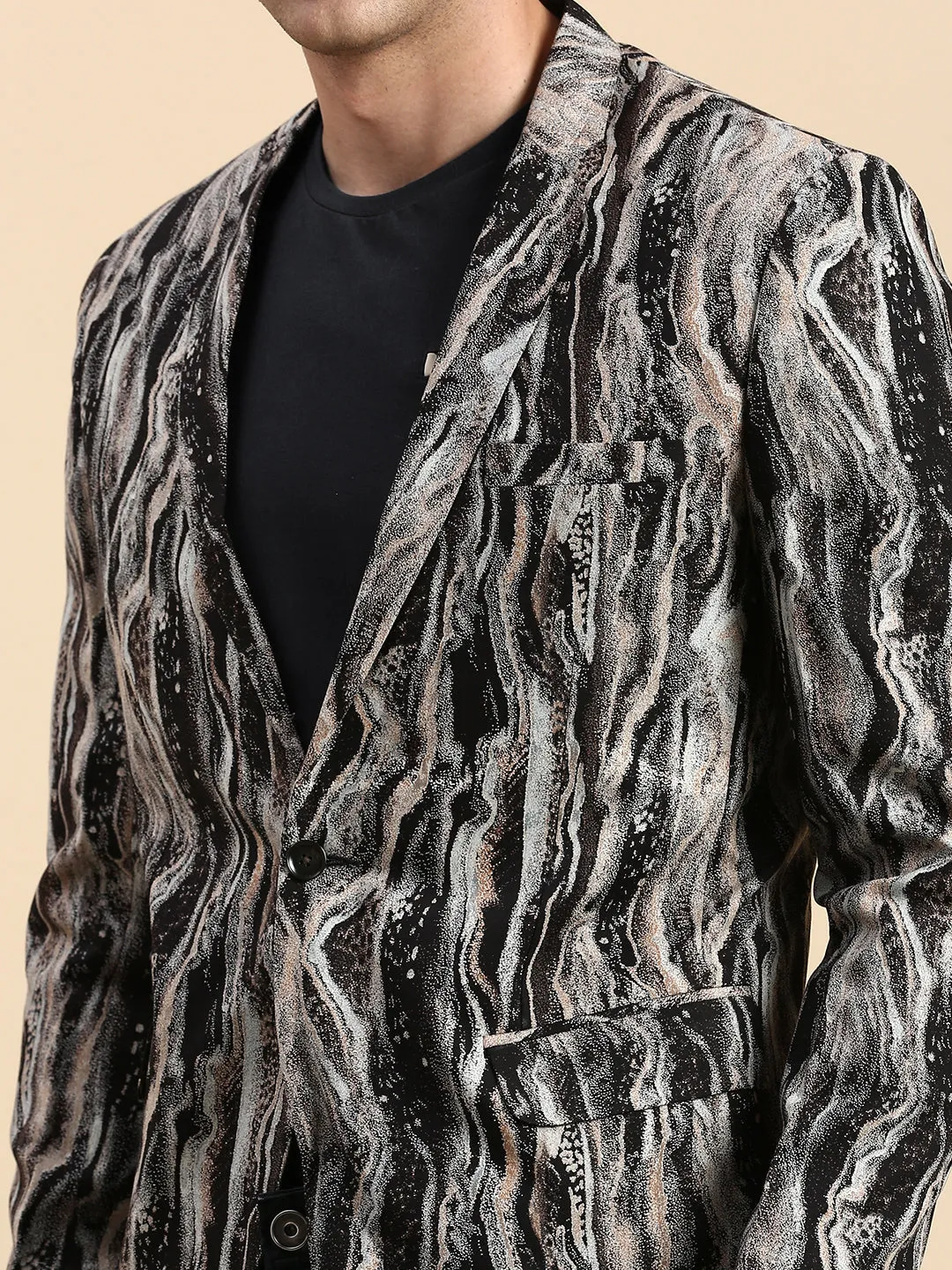 Men Multi Printed Slim-Fit Single Breasted Blazer