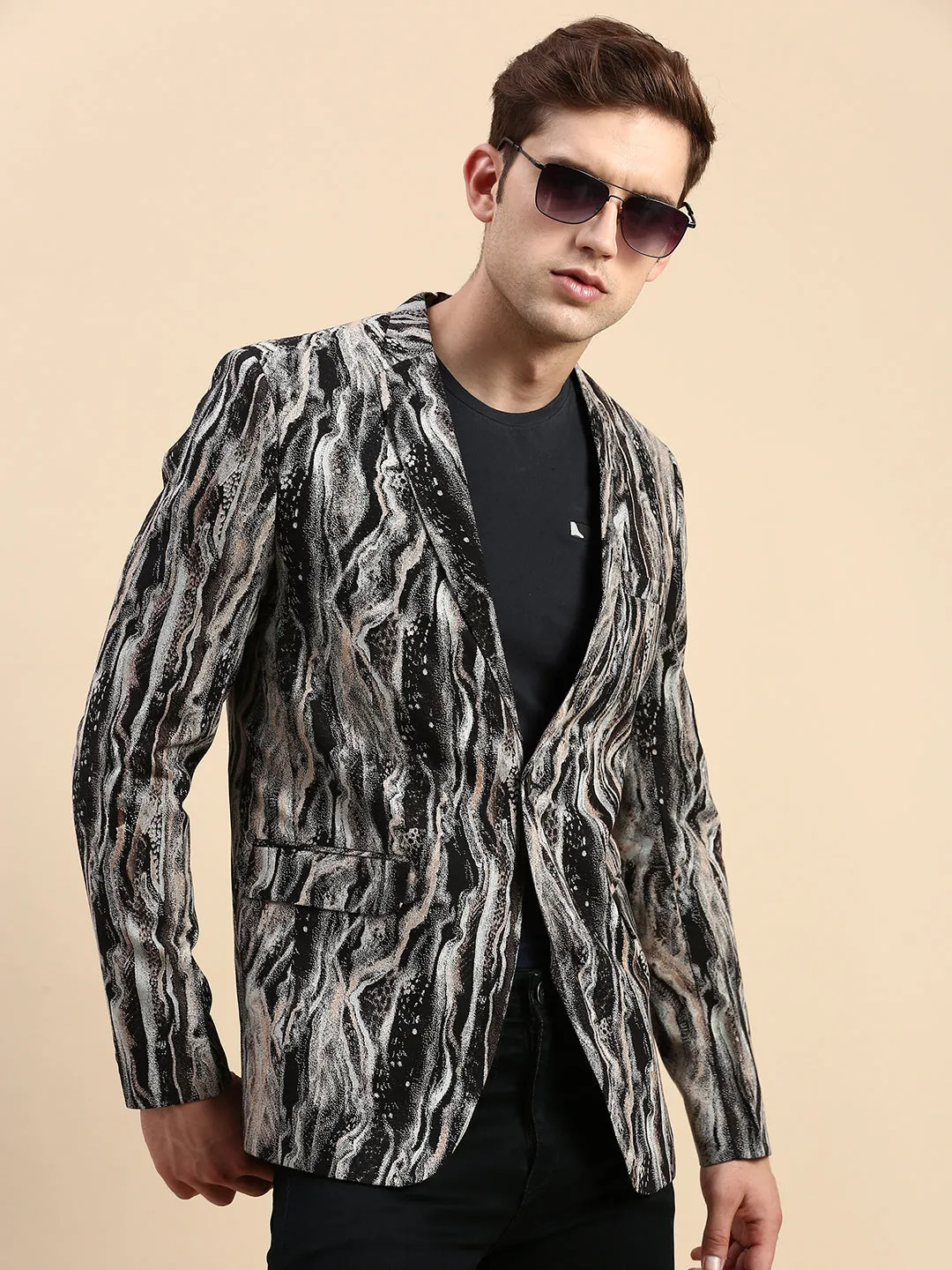 Men Multi Printed Slim-Fit Single Breasted Blazer