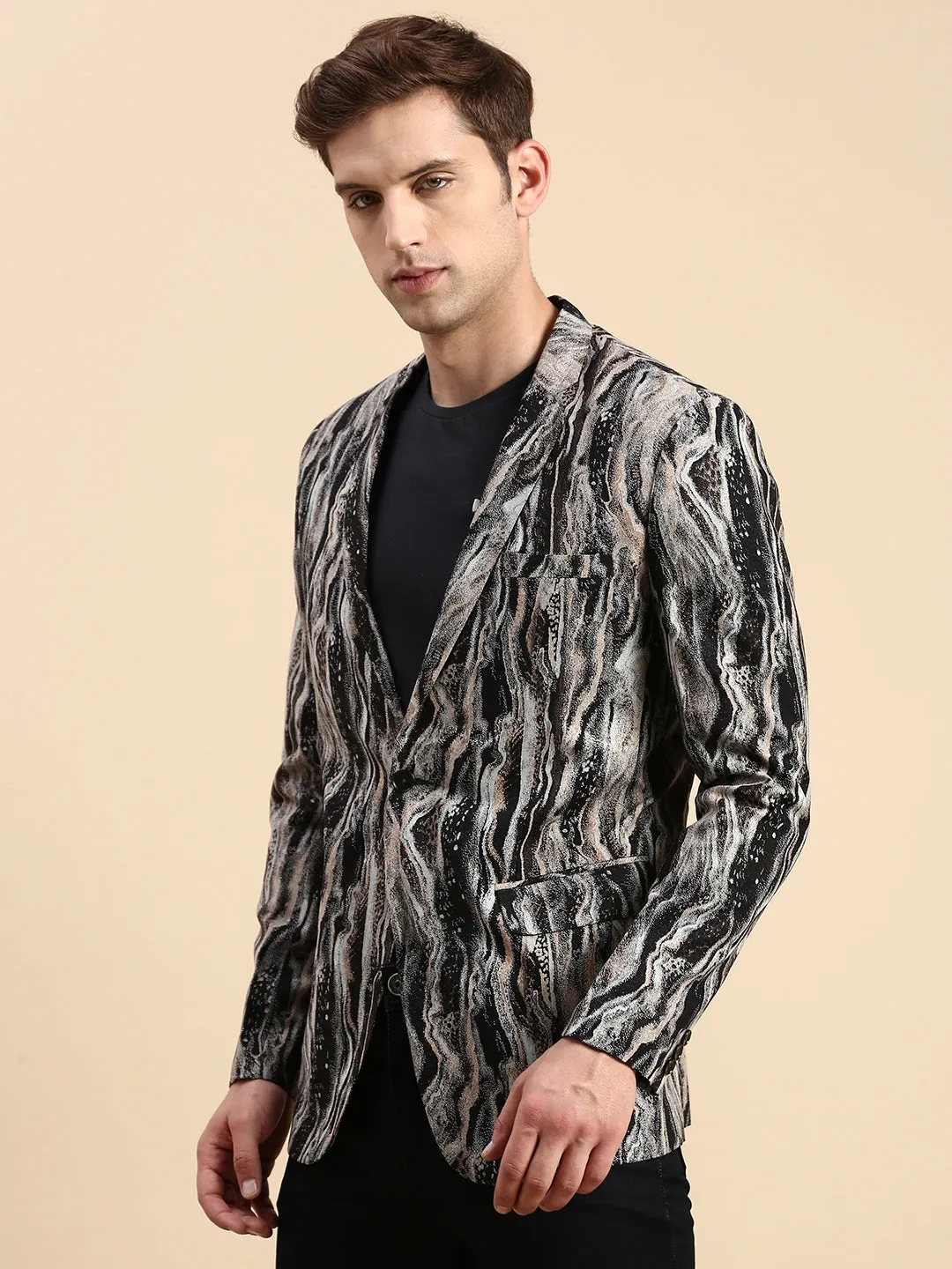 Men Multi Printed Slim-Fit Single Breasted Blazer