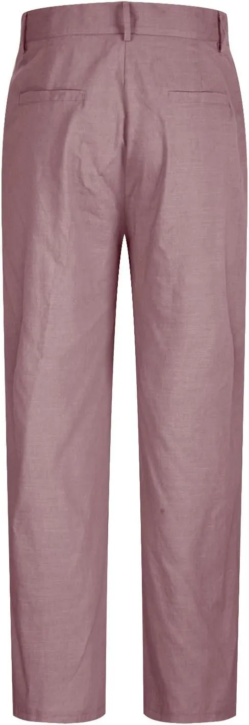 Men's Linen Dress Pants High Waist Lightweight Breathable Relaxed Formal Casual Vacation Daily Pockets